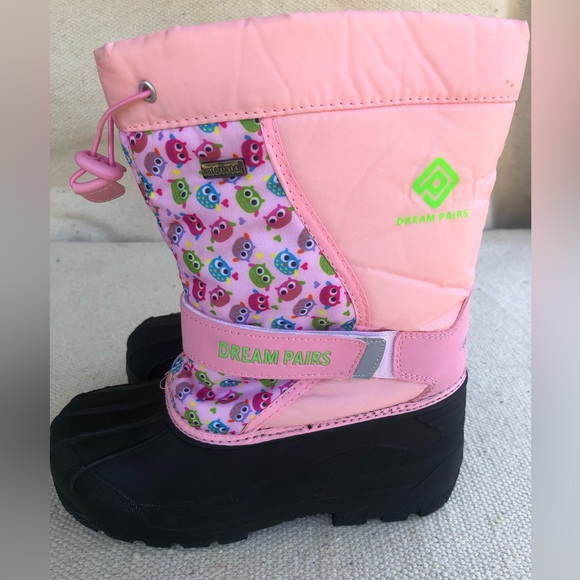 Snow Boots Dream Pairs Big Girl Mid Calf waterproof insulation boots pink size 3 - Picture 3 of 15